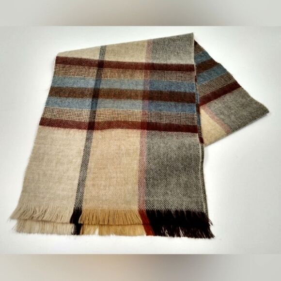 Wool Knit Long Fringe Winter Scarf Men's - Picture 9 of 11